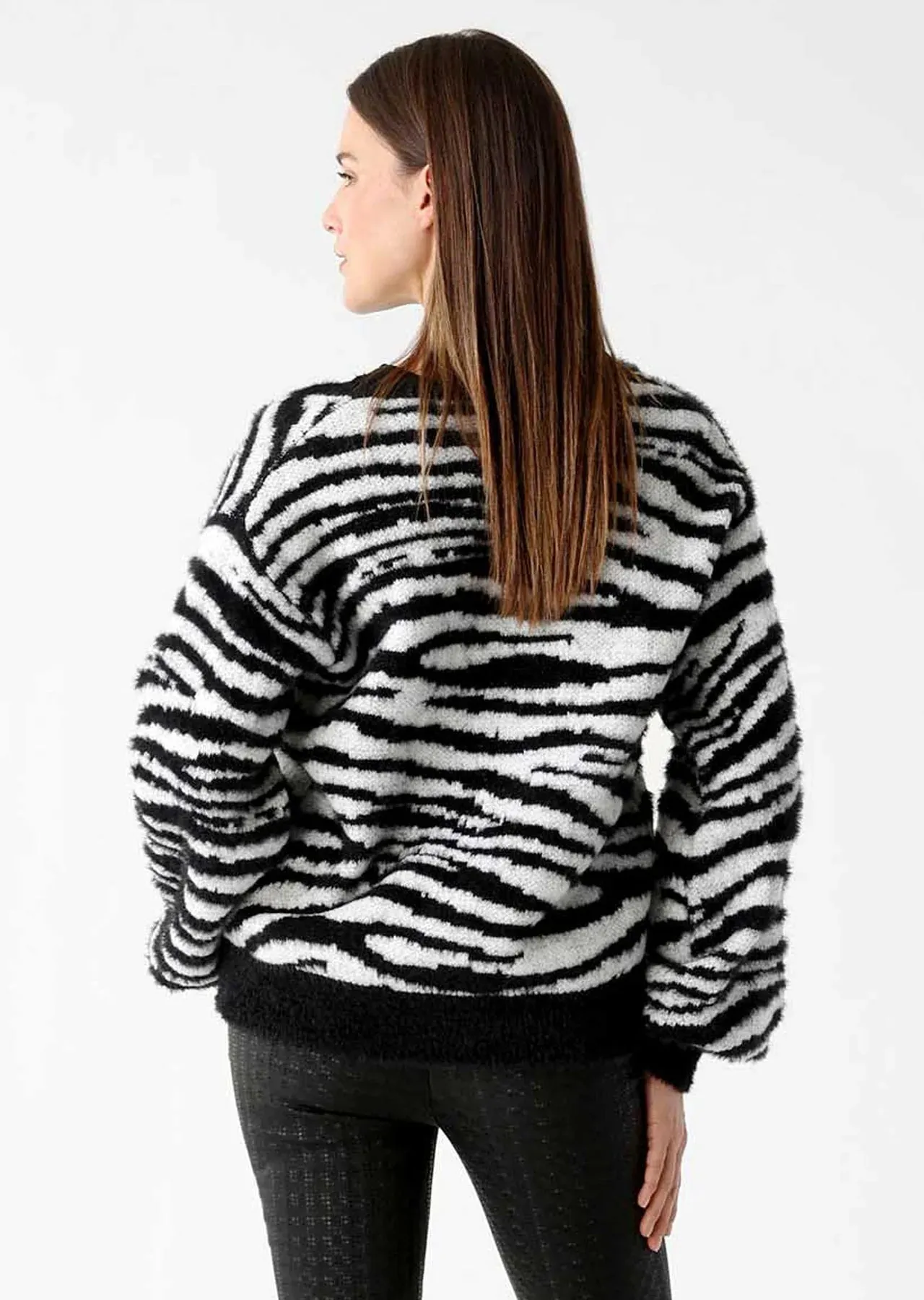Noelle Fabric Cardigan in Zebra Pattern