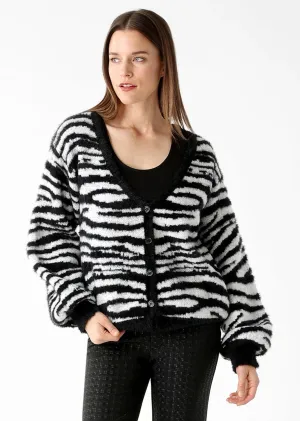 Noelle Fabric Cardigan in Zebra Pattern