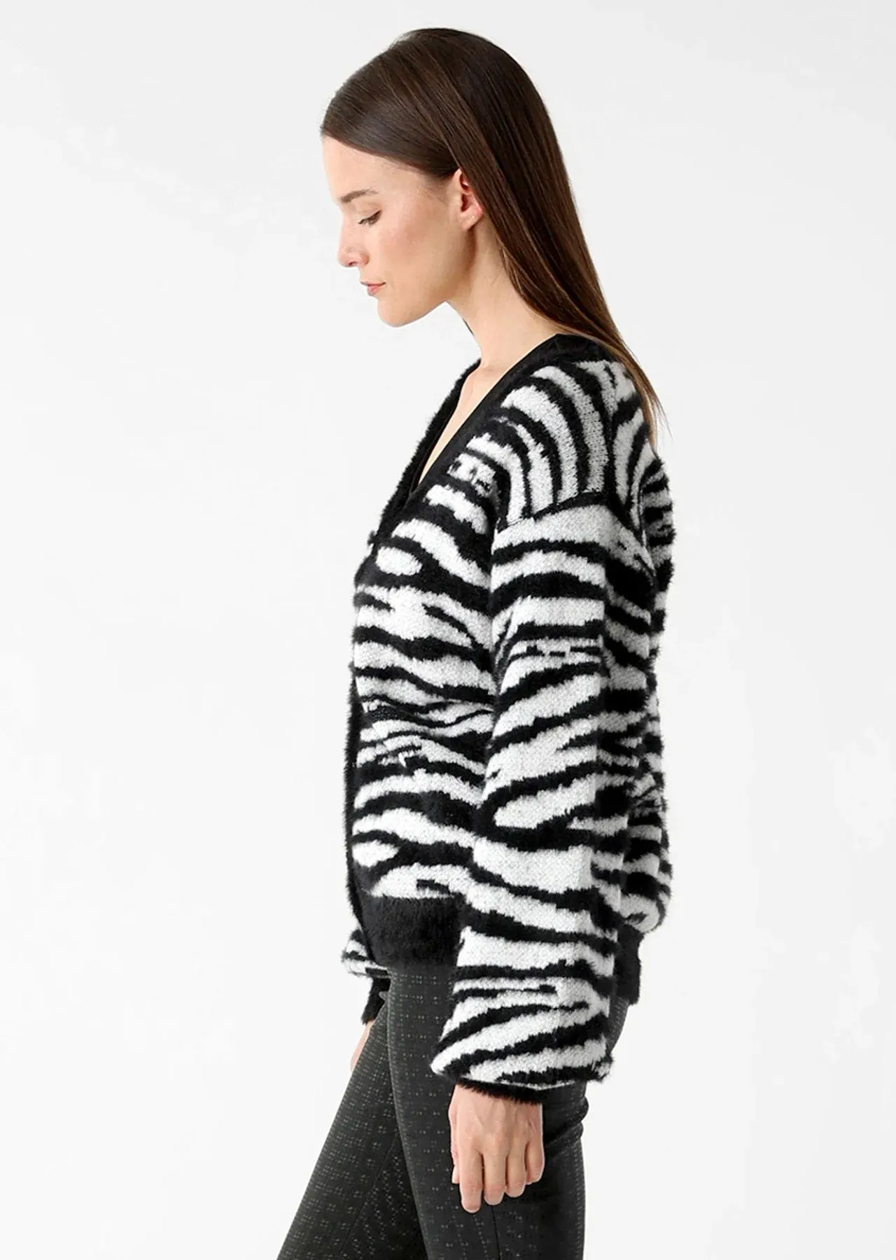 Noelle Fabric Cardigan in Zebra Pattern