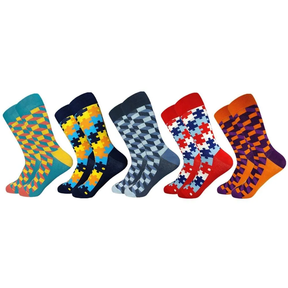 Plaid Design Colourful Happy Comfortable Socks For Men