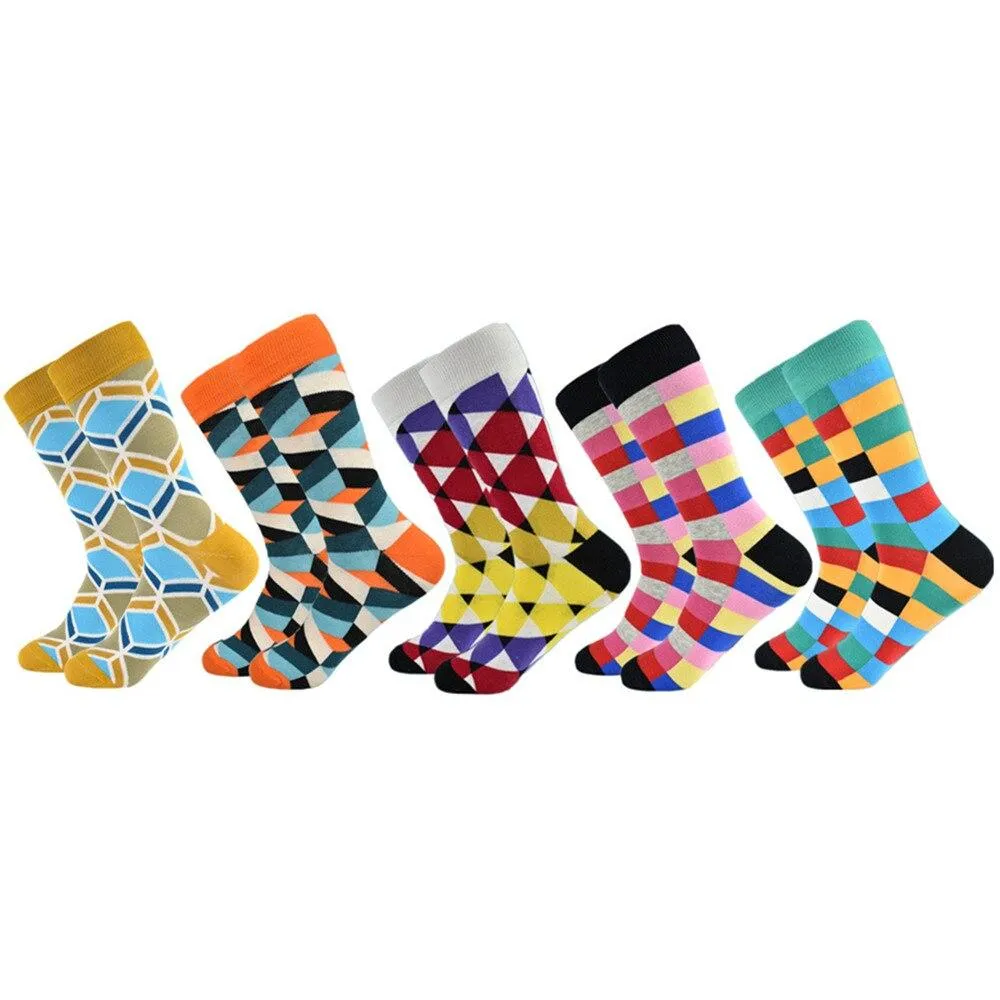 Plaid Design Colourful Happy Comfortable Socks For Men