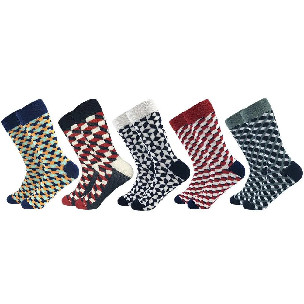 Plaid Design Colourful Happy Comfortable Socks For Men