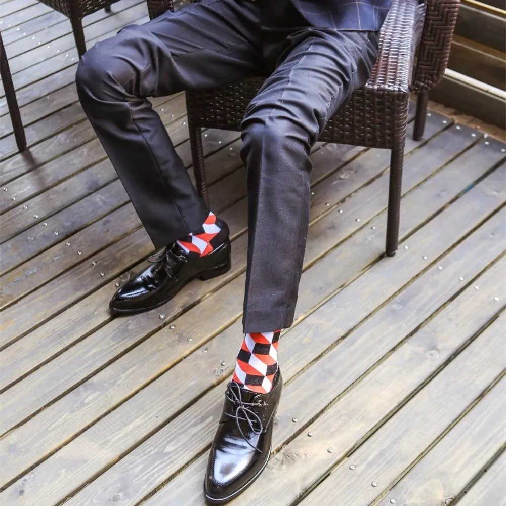 Plaid Design Colourful Happy Comfortable Socks For Men