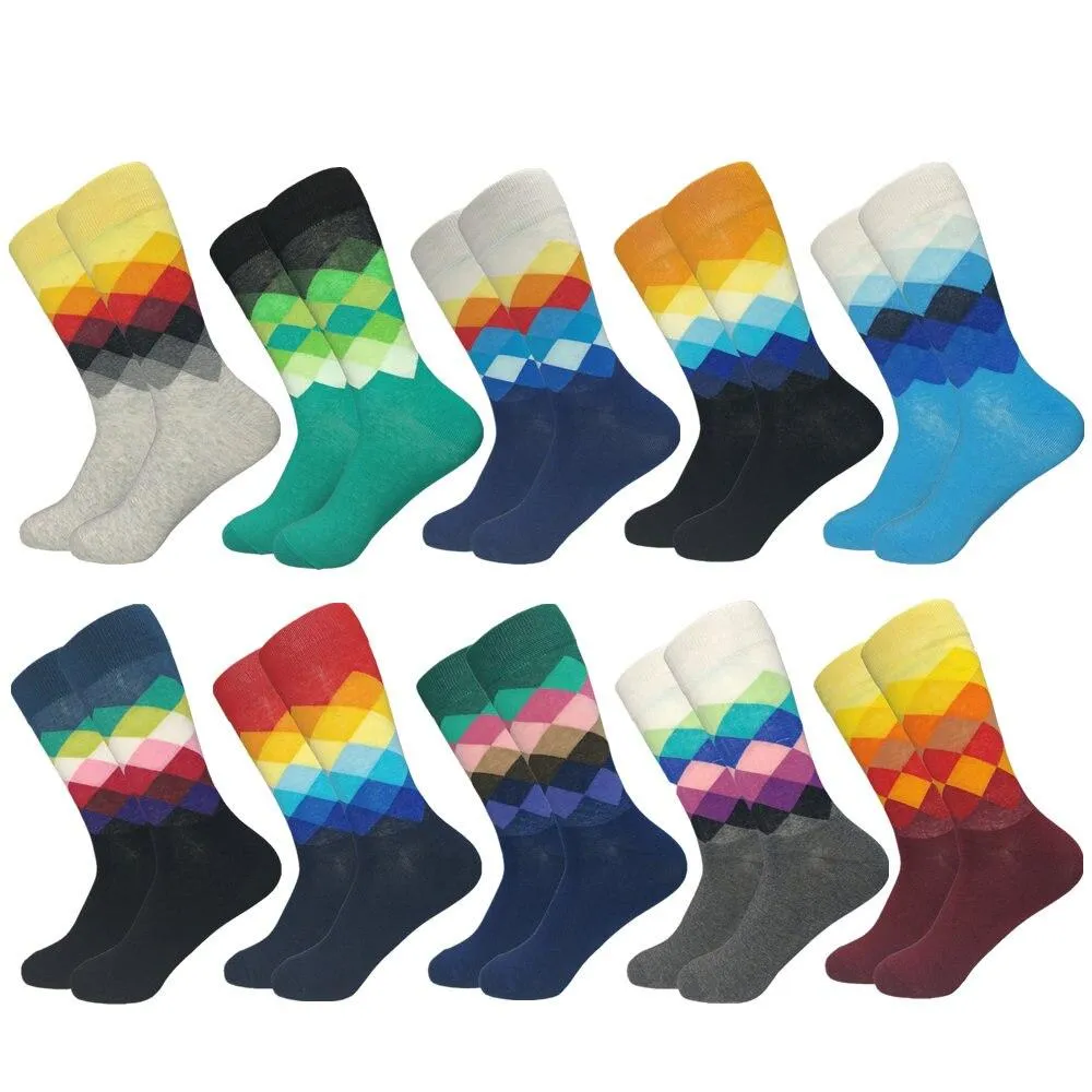 Plaid Design Colourful Happy Comfortable Socks For Men