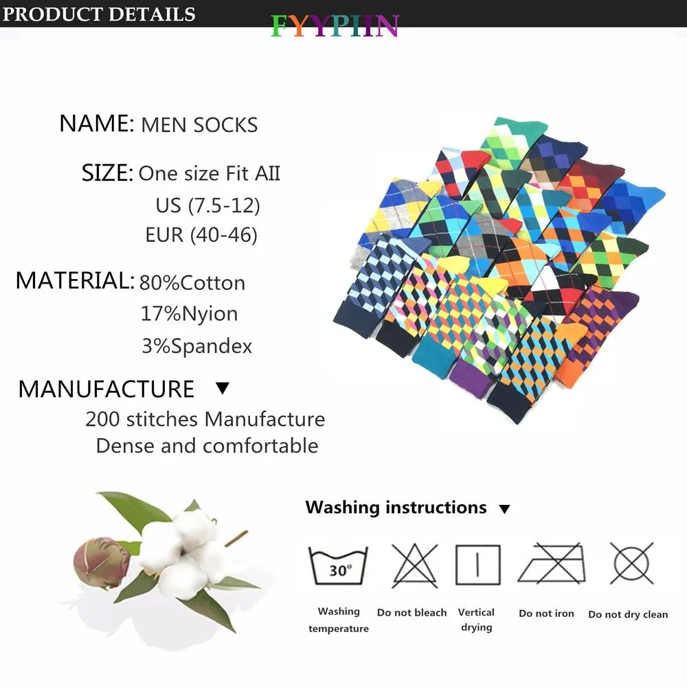 Plaid Design Colourful Happy Comfortable Socks For Men