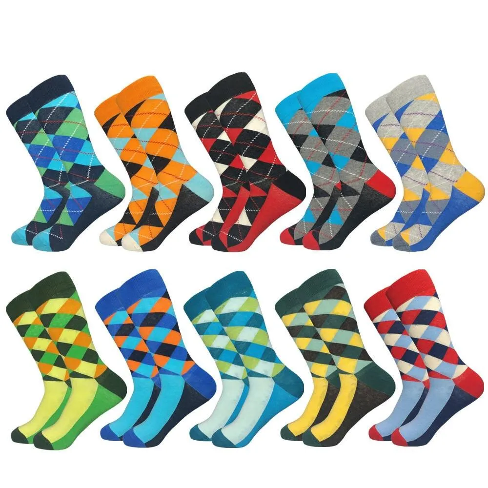 Plaid Design Colourful Happy Comfortable Socks For Men
