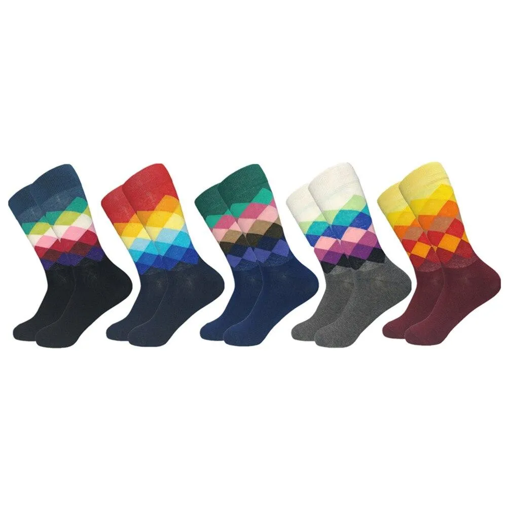 Plaid Design Colourful Happy Comfortable Socks For Men
