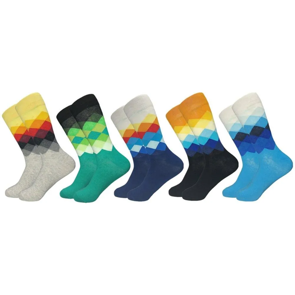 Plaid Design Colourful Happy Comfortable Socks For Men