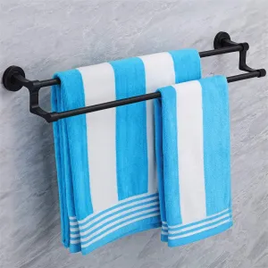 Plantex Premium Stainless Steel & Aluminum Towel Rod/Towel Hanger for Bathroom/Towel Rod/Stand/Bathroom Accessories (24 Inch-Black)