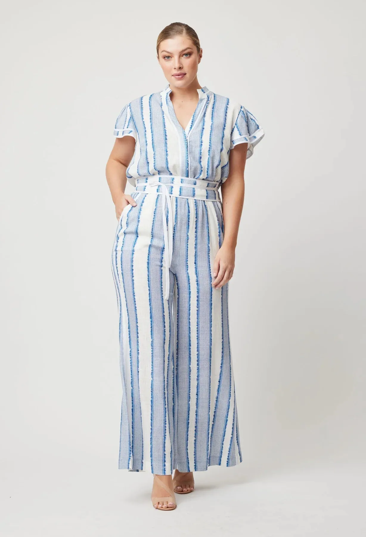 Positano Stripe Viscose Linen Jumpsuit
