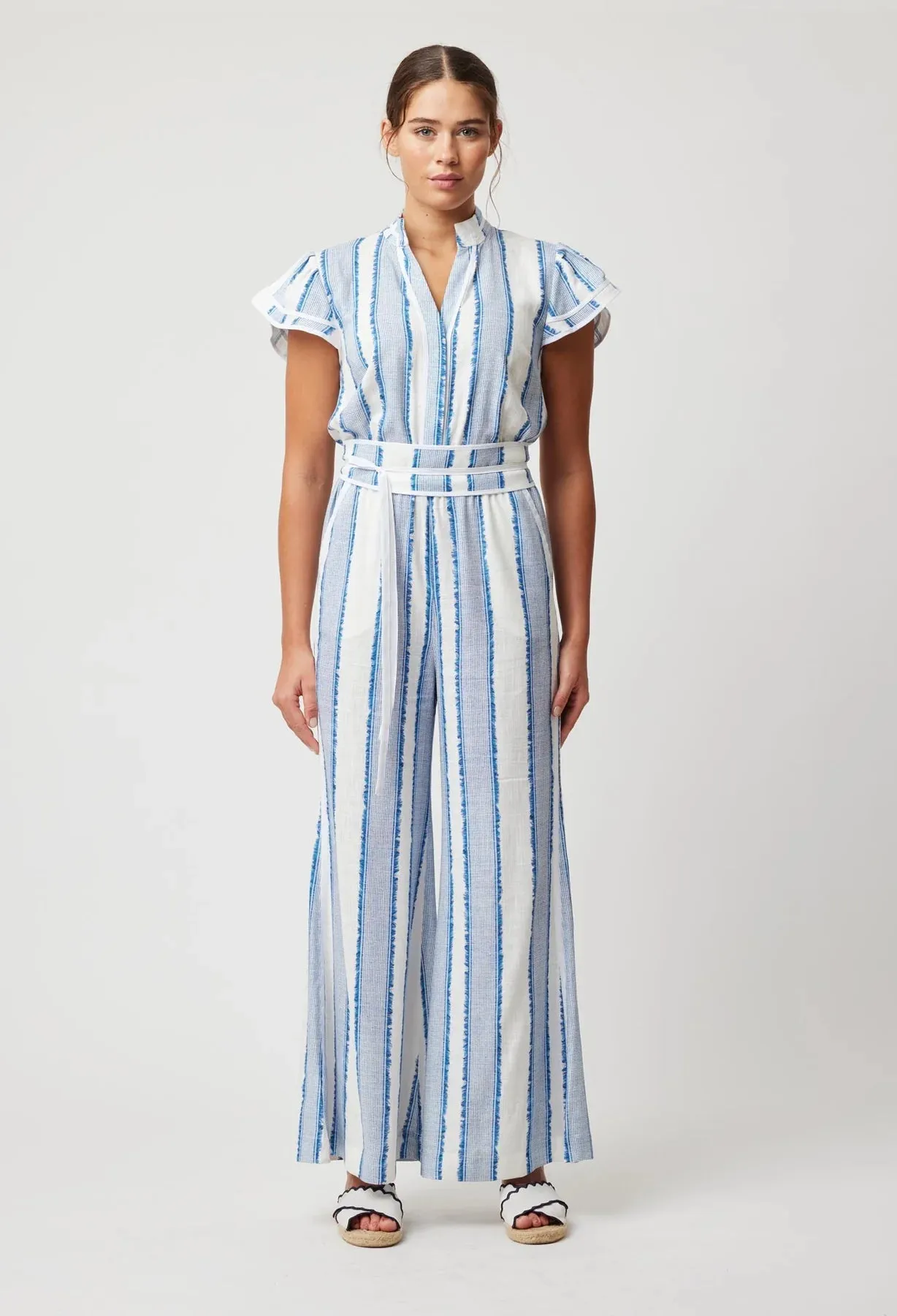 Positano Stripe Viscose Linen Jumpsuit