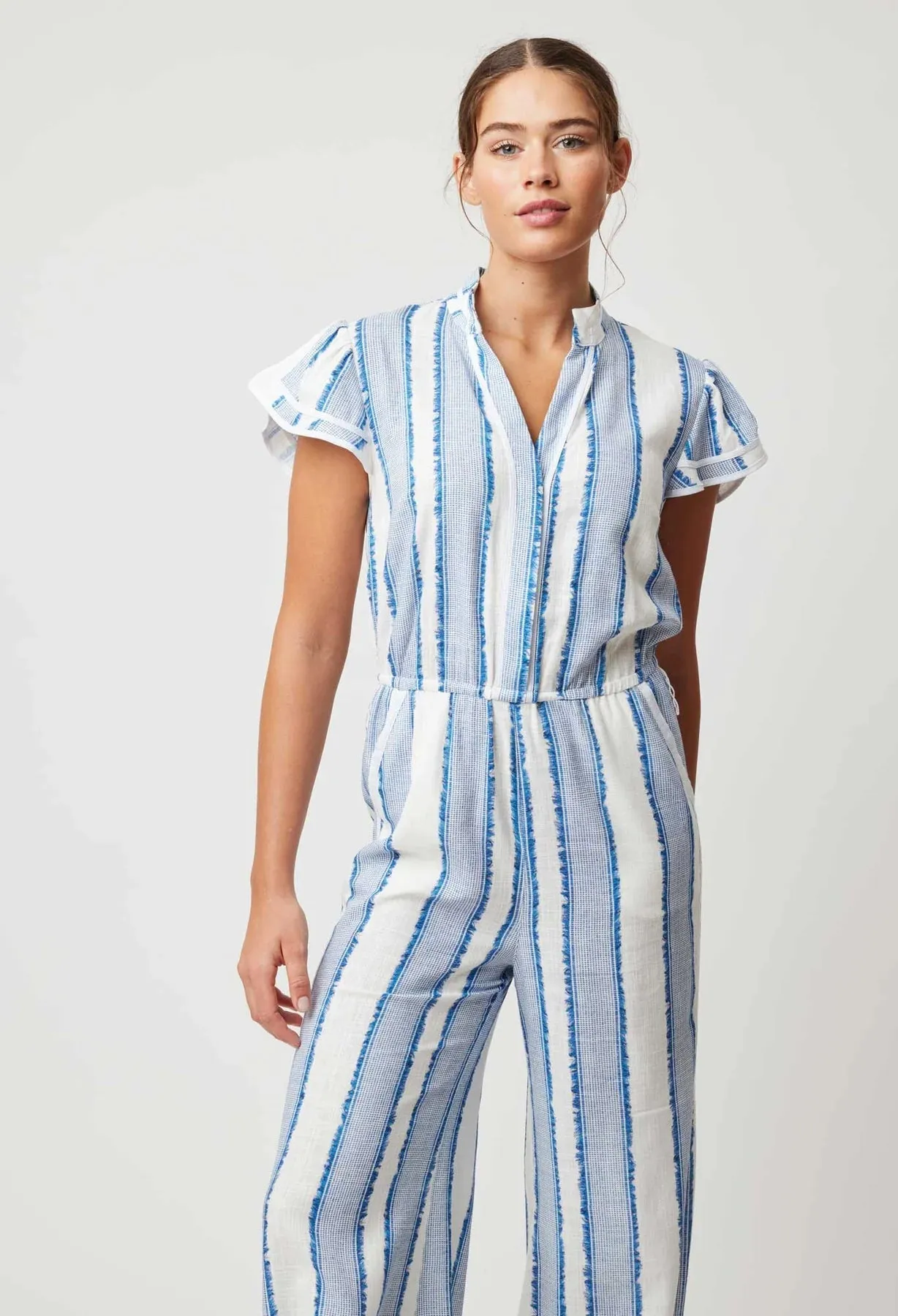 Positano Stripe Viscose Linen Jumpsuit
