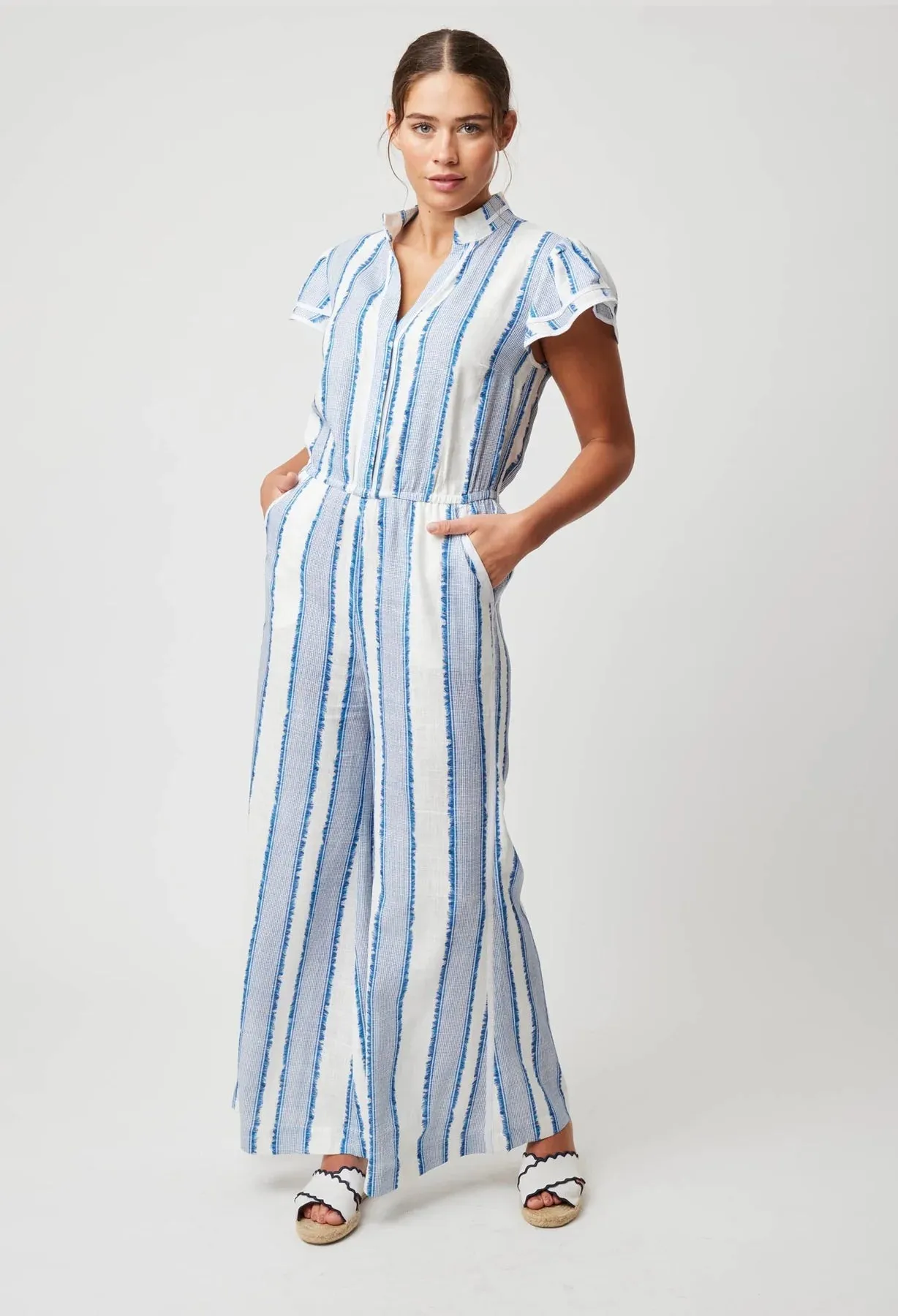 Positano Stripe Viscose Linen Jumpsuit