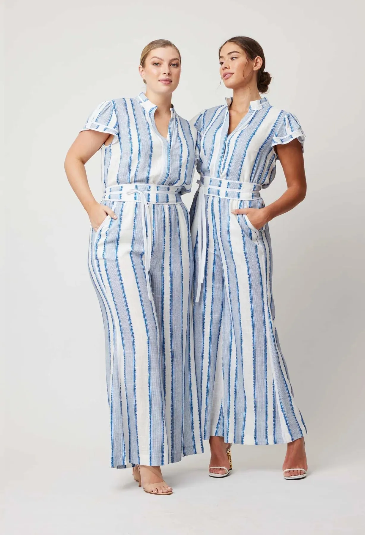 Positano Stripe Viscose Linen Jumpsuit