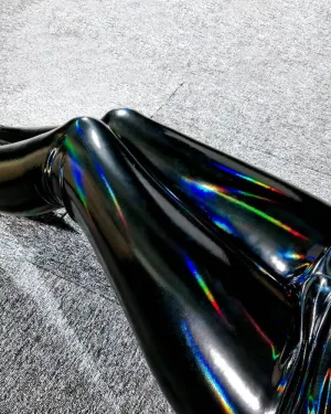 PU Leather Laser Reflective Skinny Pants
