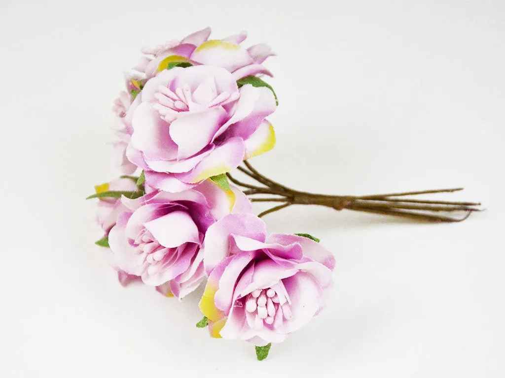 Purple White Designer Fabric Flowers