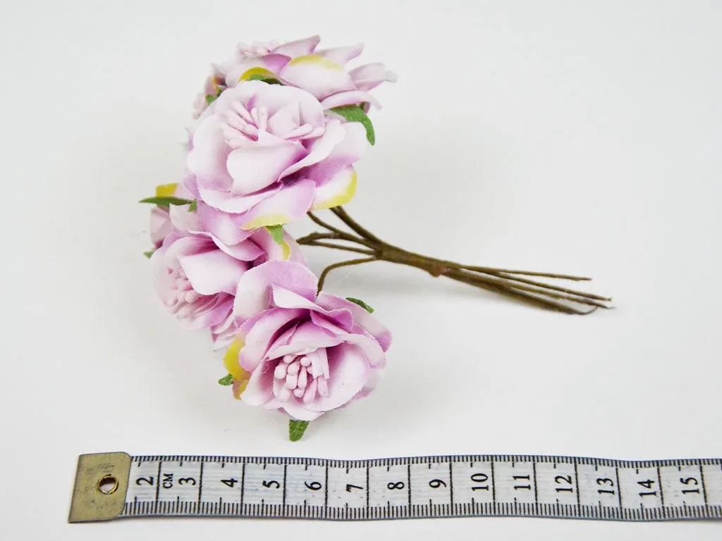 Purple White Designer Fabric Flowers