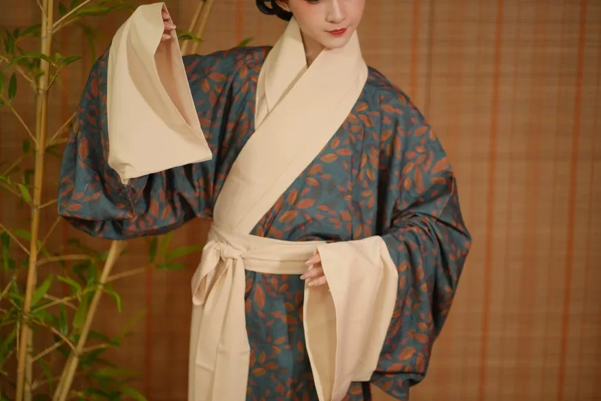 Qing Bi 青碧 Faded Turquoise Han Dynasty Mawangdui Restoration Pure Cotton Unisex Zhiju Robe
