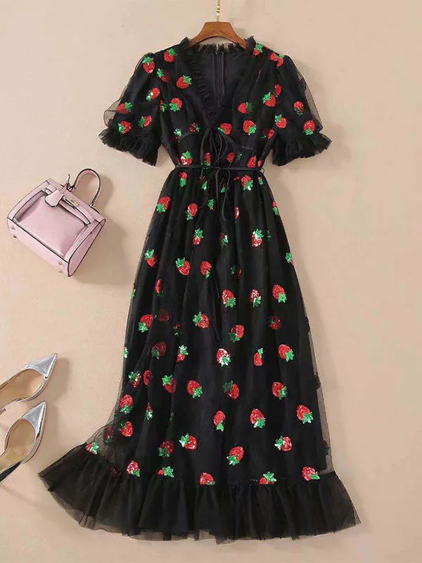 Sequined Shining Slit Trendy Maxi Party Dress