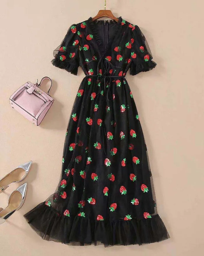 Sequined Shining Slit Trendy Maxi Party Dress