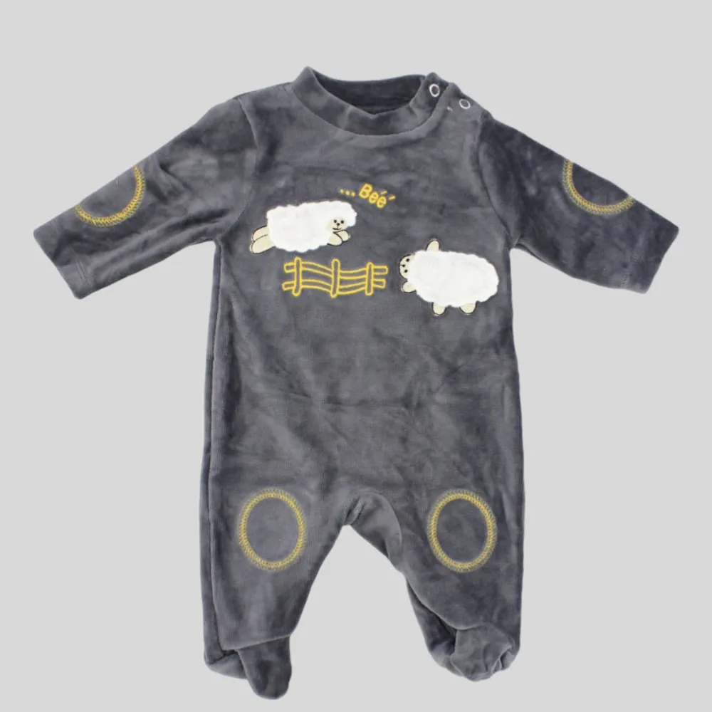 Sheepy Grey Long-Sleeved Baby Footie