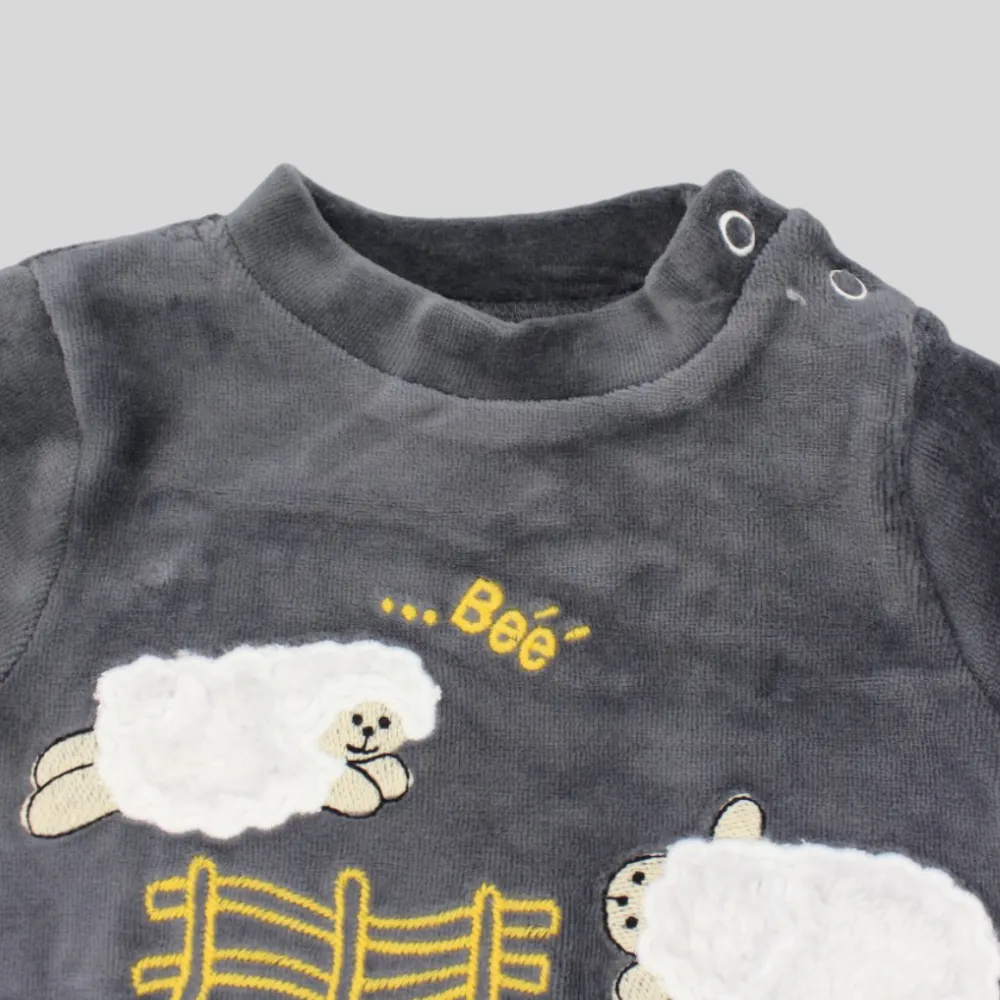 Sheepy Grey Long-Sleeved Baby Footie