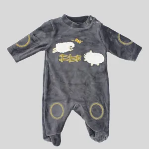 Sheepy Grey Long-Sleeved Baby Footie