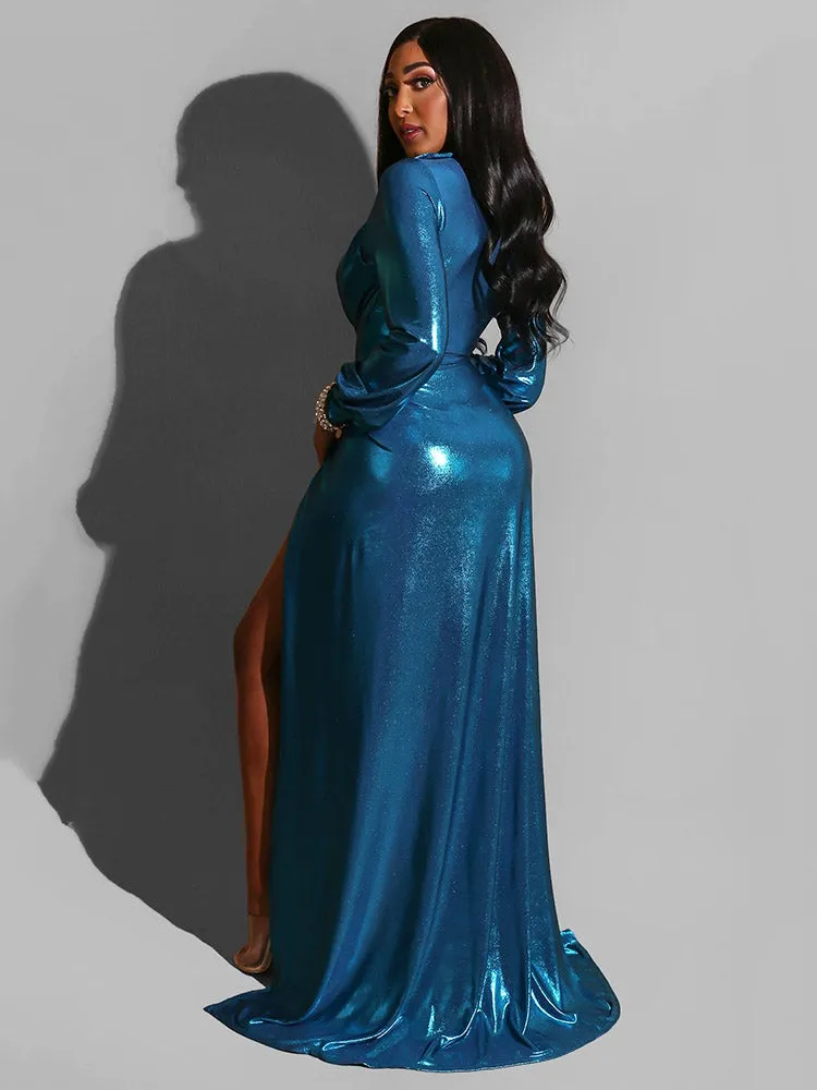 Solid Split Joint Trendy Party A Line Dresses