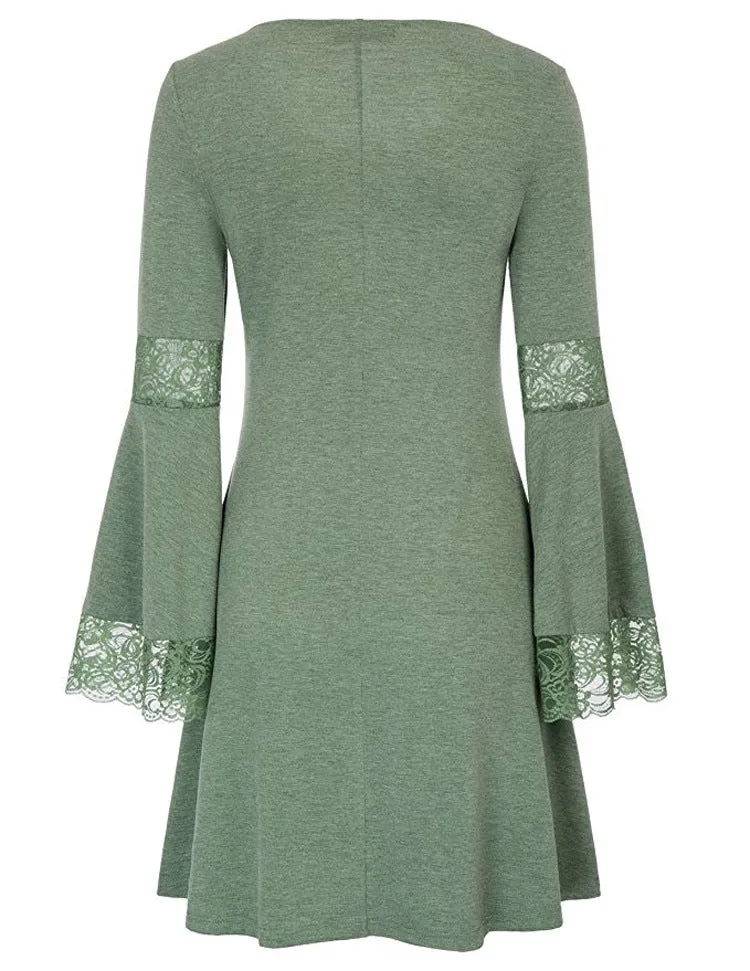 TastyHottie - Trendy Long Sleeve Lace Panel Dress