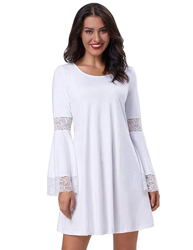 TastyHottie - Trendy Long Sleeve Lace Panel Dress