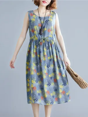 TastyHottie - Trendy Sleeveless Drawstring Lemon Print Maxi Dress