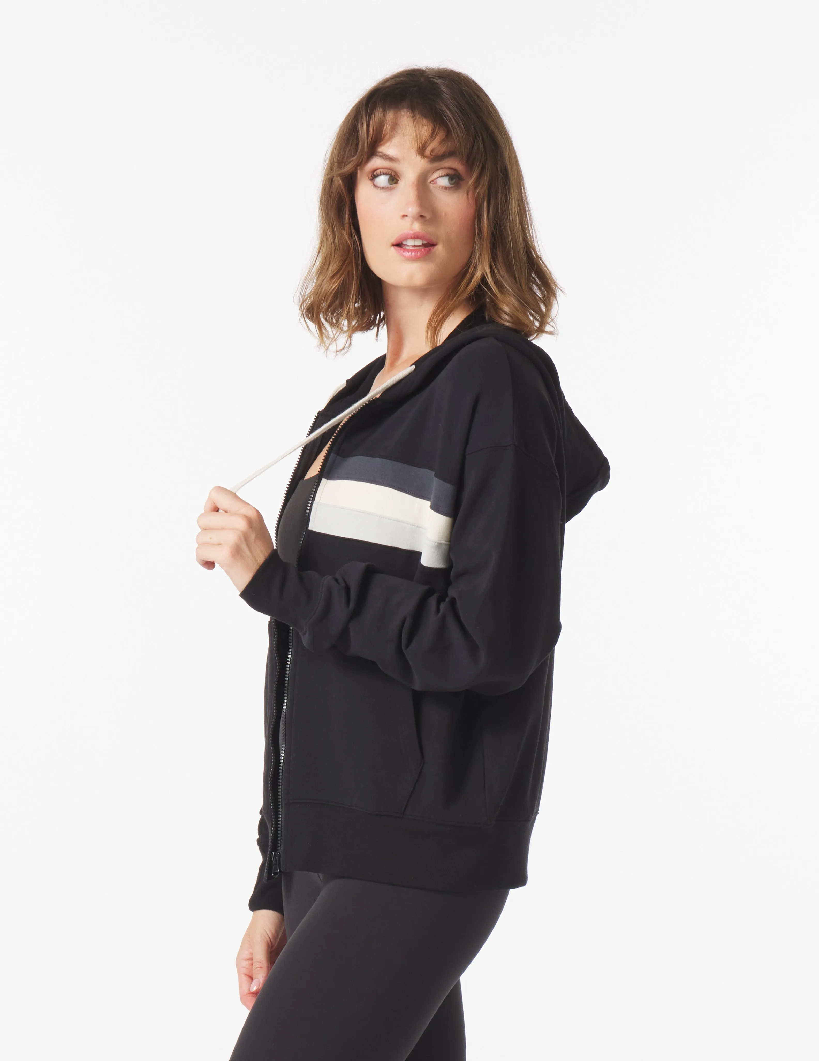 Vintage Oversized Zip Up: Black/Carbon/Oatmilk/Ash Grey