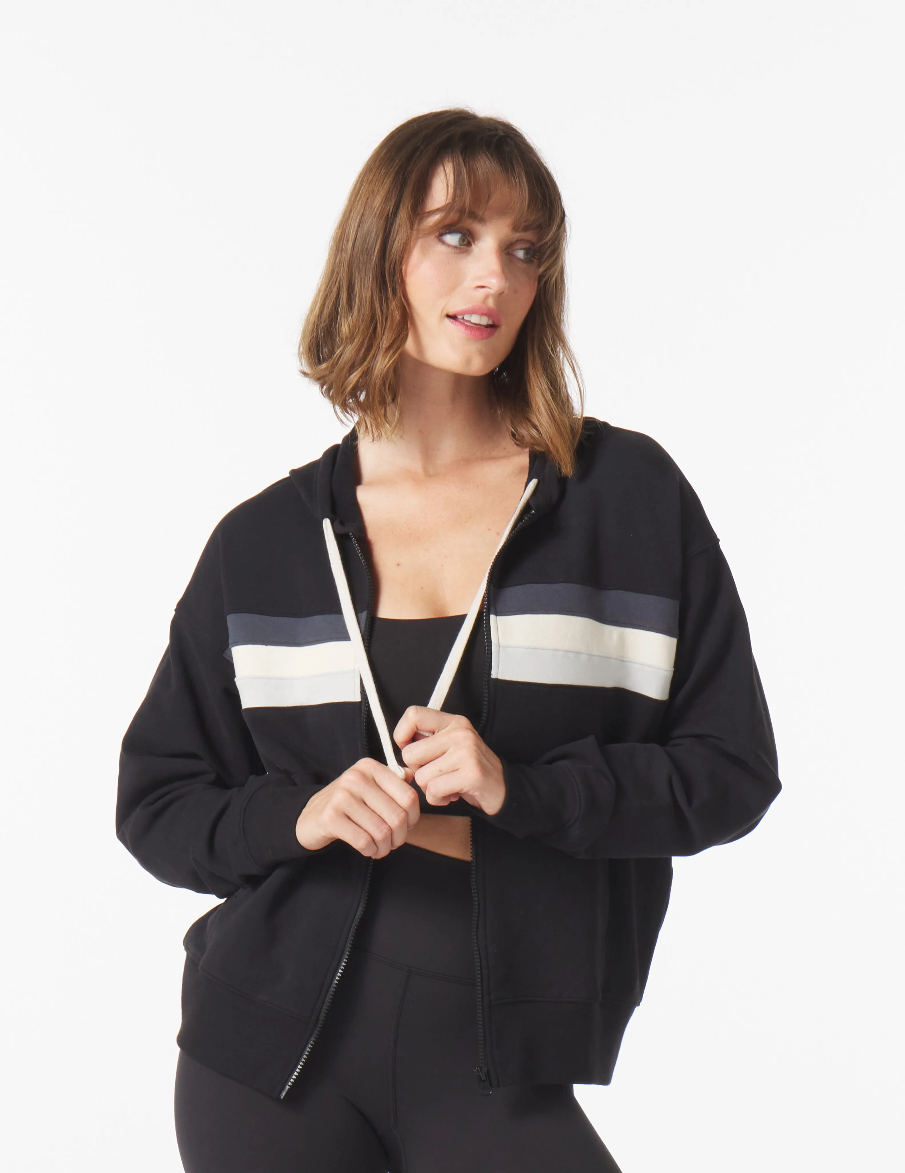 Vintage Oversized Zip Up: Black/Carbon/Oatmilk/Ash Grey