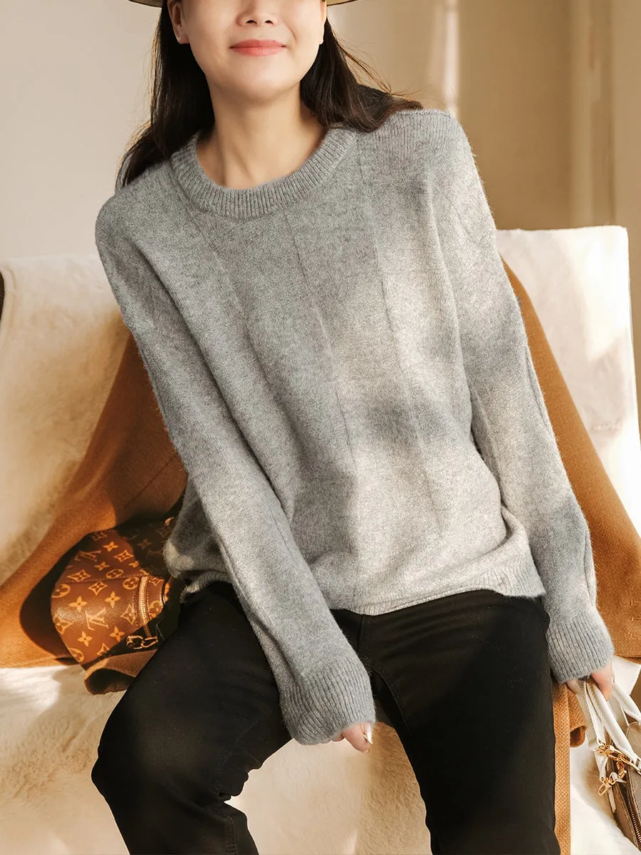 Warm Wool Sweater For Women Winter Grid Sweater