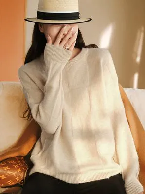 Warm Wool Sweater For Women Winter Grid Sweater