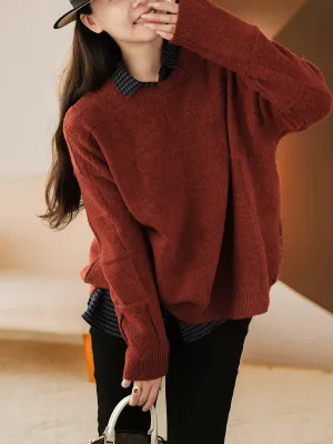 Warm Wool Sweater For Women Winter Grid Sweater