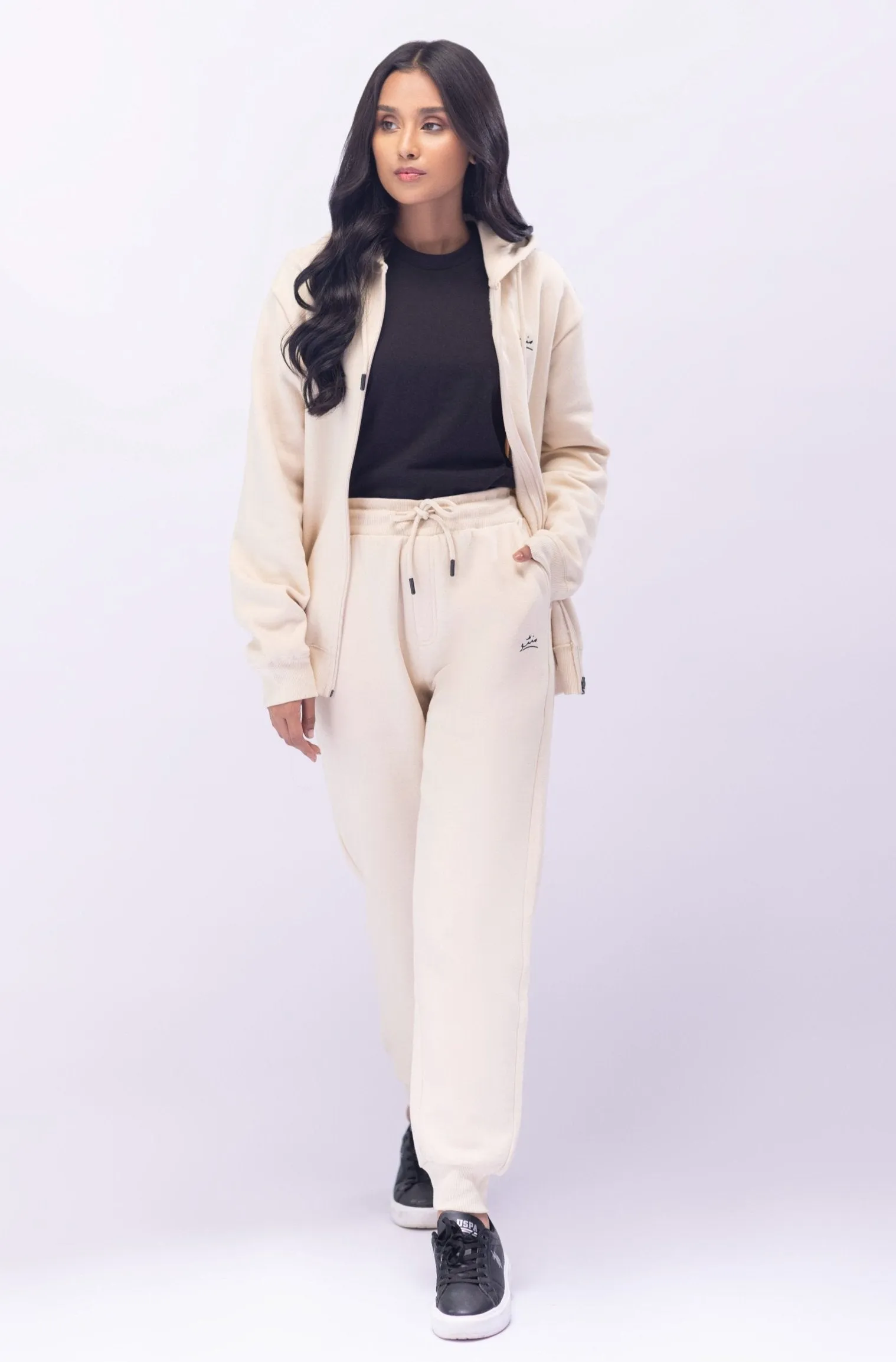 White Sand Zipper Hoodie