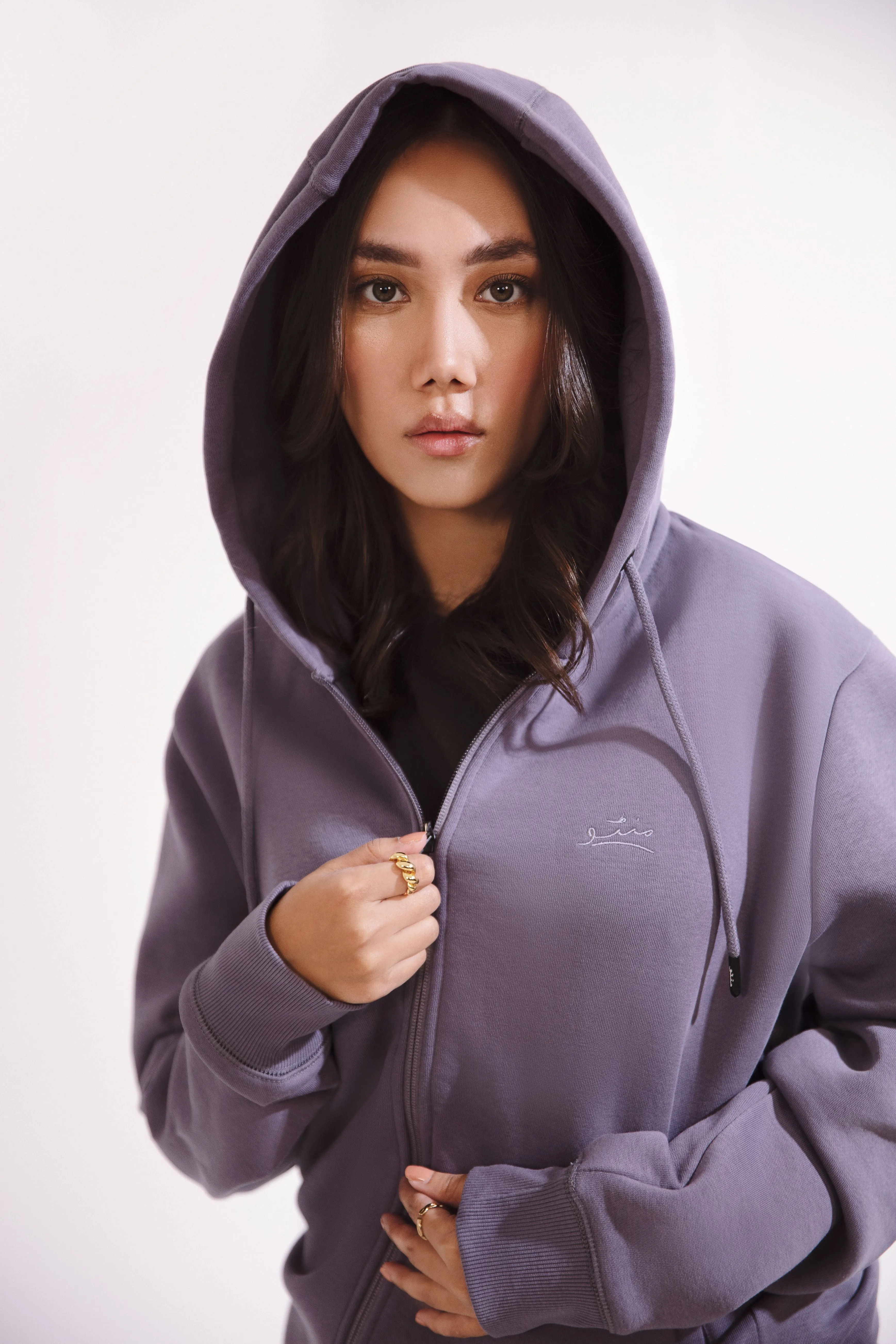 Zipper Hoodie - Ash Lavender