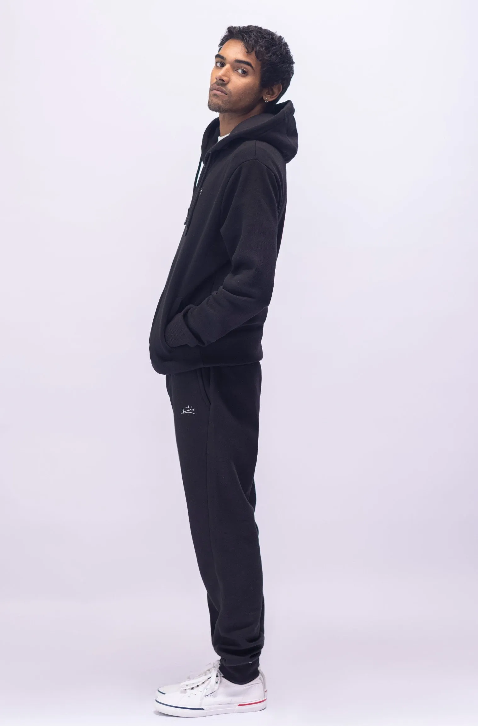 Zipper Hoodie - Raven Black